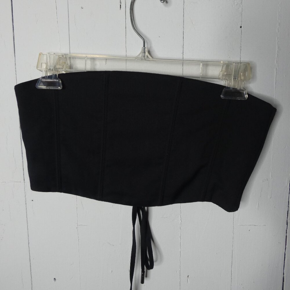 Wildfang Women's S Black The Empower Corset Bustier Top Sleeveless Zip Lace Up